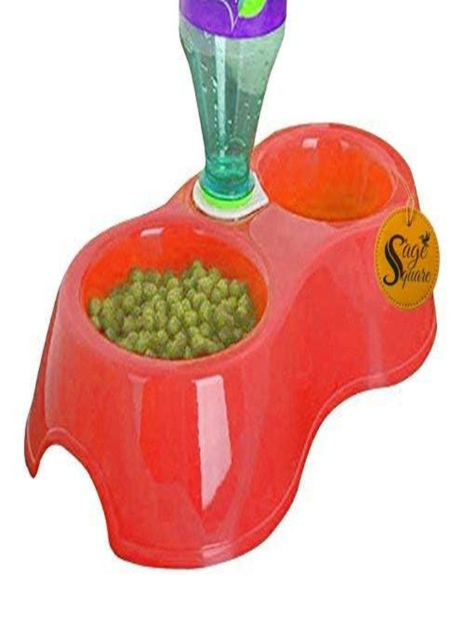 سايج سكوير وعاء طعام وماء مربع الشكل من سيج، 2 في 1، مانع للانزلاق، للاستخدام اليومي، سهل التنظيف، للكلاب/القطط/الجراء/القطط الصغيرة والحيوانات الأليفة الأخرى (أحمر) - Image 1